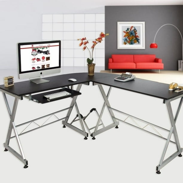 L-shaped Computer Desk Corner PC Table Workstation Home Office Study Furniture